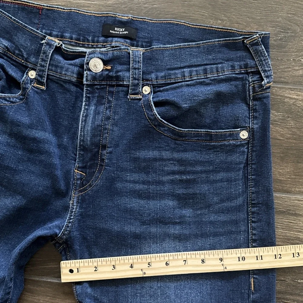 True Religion Ricky Jeans Men 36x31 Dark Wash Blue Relaxed Straight Stretch